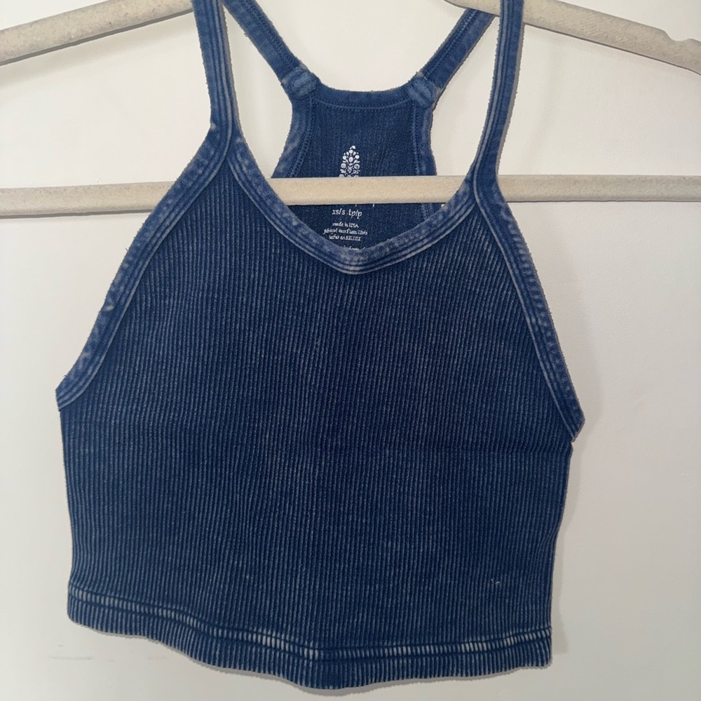 FP Movement by Free People Navy Ribbed Racerback Crop Top